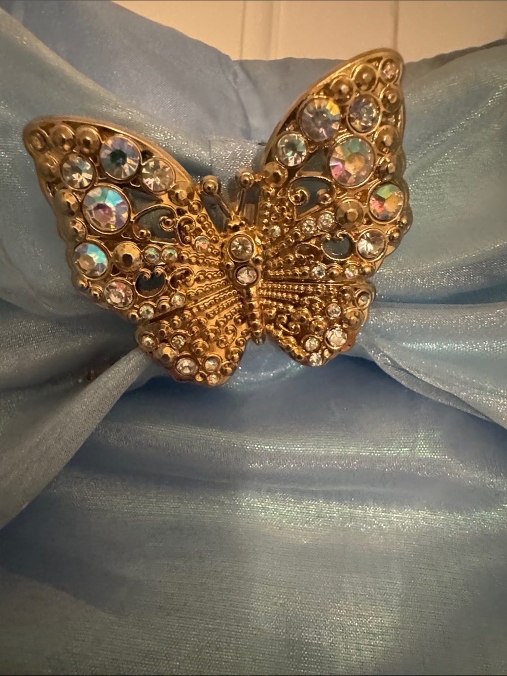 Disney Deluxe Cinderella Light Blue Iridescent Butterfly Princess Dress - Picture 6 of 12